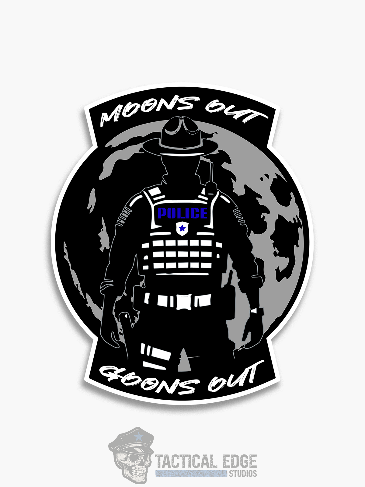 Moons Out Goons Out (Police) Sticker